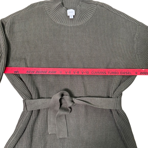 Anthropologie Maeve Long Sleeve Mock Neck Tie Waist Mini Dress Green Women's XL - Picture 6 of 8